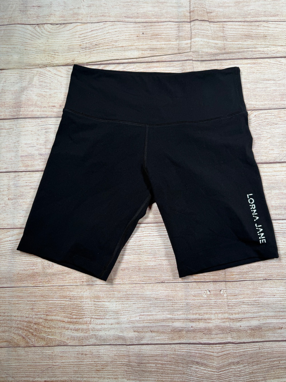 Lorna Jane Black High-Waist Bike‎ Shorts with Logo